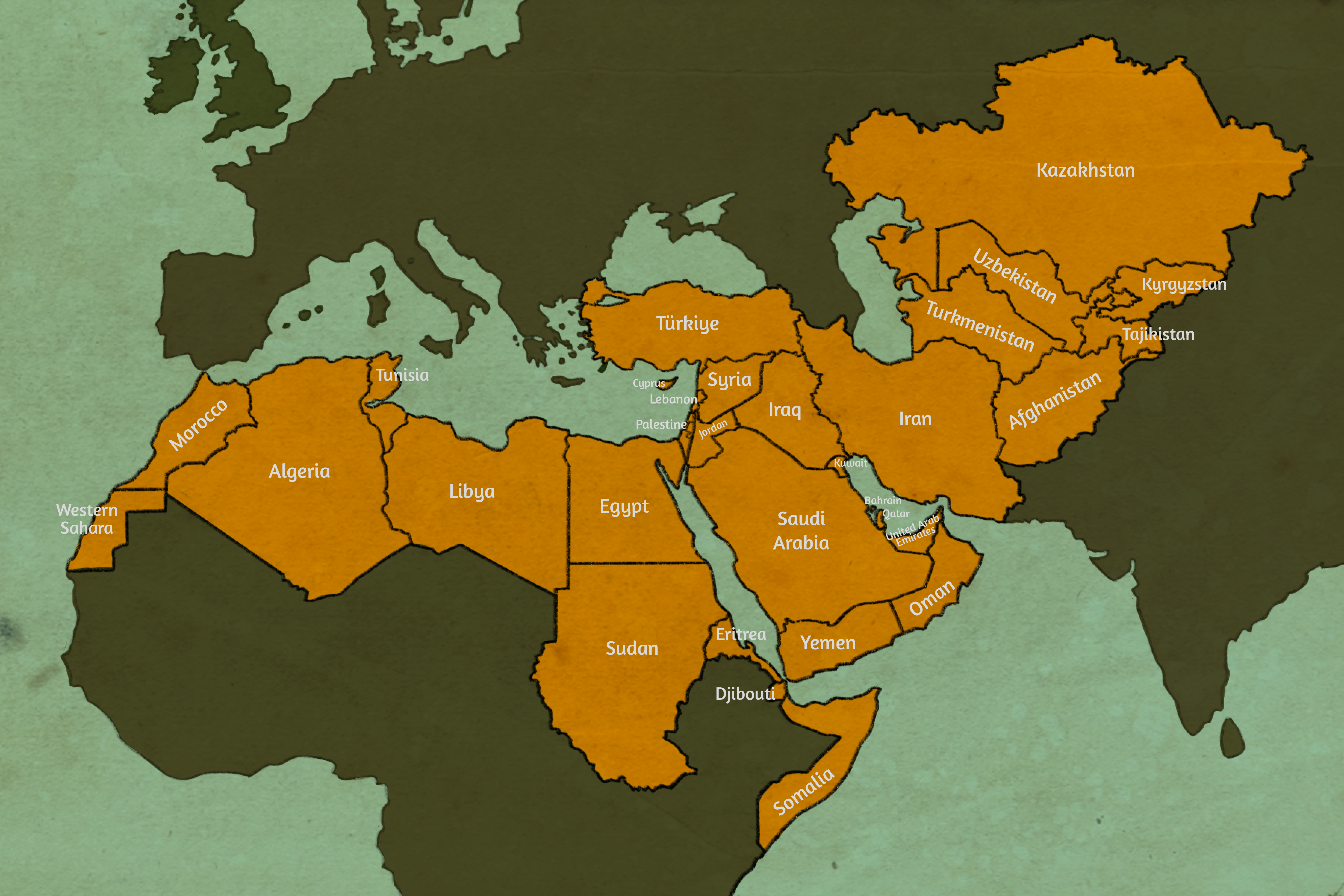 Illustrative map of the SWANA region.